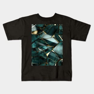 Funky Facade: Trompe-l’oeil Green Turquoise and Gold Kids T-Shirt